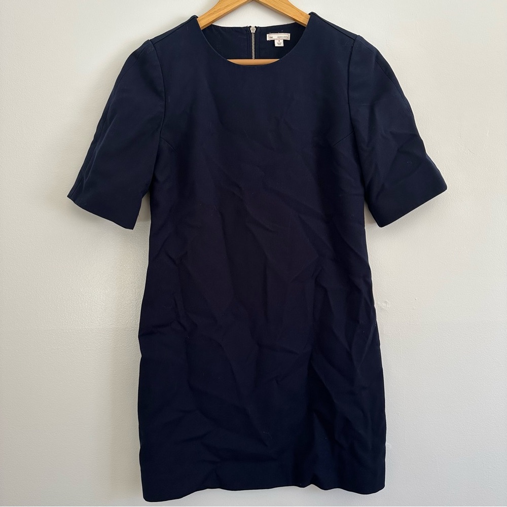 Gap navy blue mini dress square shape short sleeve full zipper